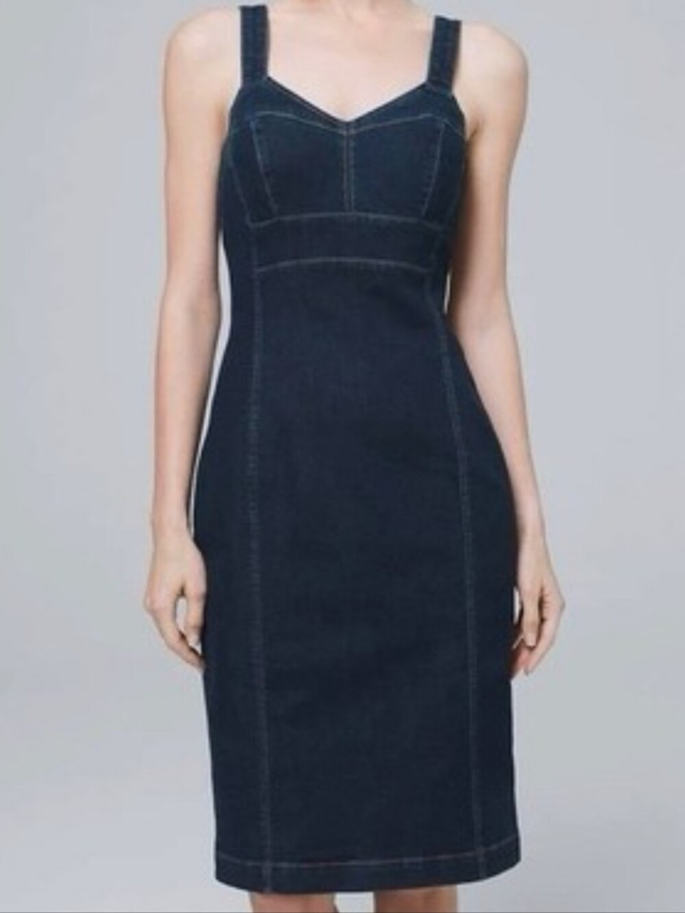White House Black Market Denim Fitted Sheath Dress New With Tags - Picture 7 of 9
